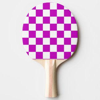 Purple White Chequered Check Pattern Ping Pong Paddle