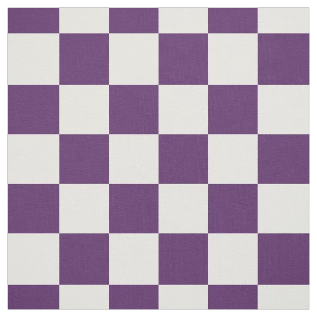 Purple White Chequered Chequerboard Square Pattern Fabric (Swatch)
