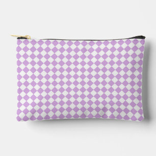 Purple White Chequered Diamond Pattern Accessory Pouch