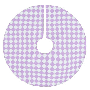 Purple White Chequered Diamond Pattern Brushed Polyester Tree Skirt