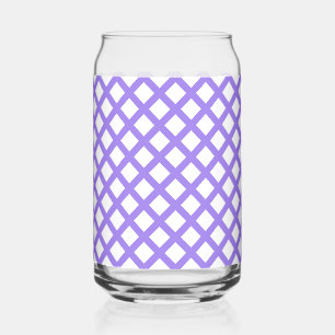 Purple White Chequered Diamond Pattern Can Glass