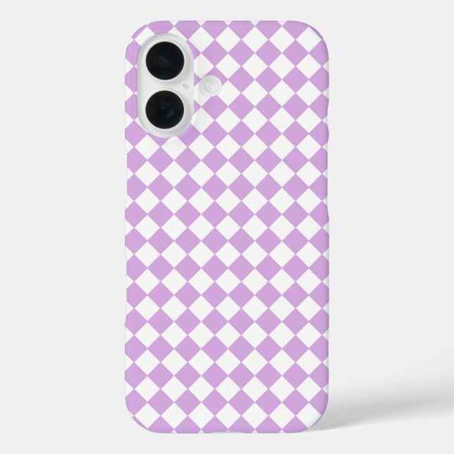 Purple White Chequered Diamond Pattern Case-Mate iPhone Case (Back)