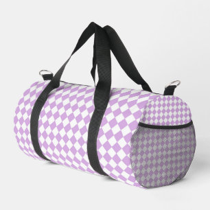 Purple White Chequered Diamond Pattern Duffle Bag