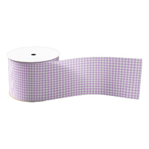 Purple White Chequered Diamond Pattern Grosgrain Ribbon