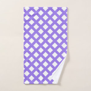 Purple White Chequered Diamond Pattern Hand Towel