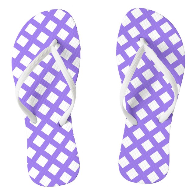 Purple White Chequered Diamond Pattern Jandals (Footbed)