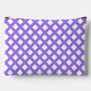 Purple White Chequered Diamond Pattern Large Accessory Pouch