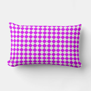 Purple White Chequered Diamond Pattern Lumbar Cushion