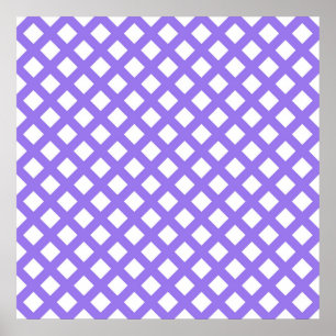 Purple White Chequered Diamond Pattern Poster