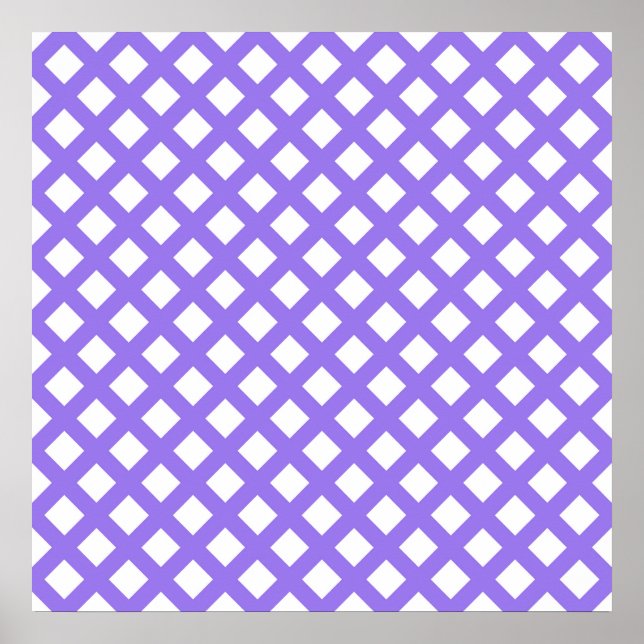 Purple White Chequered Diamond Pattern Poster (Front)