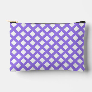 Purple White Chequered Diamond Pattern Small Accessory Pouch