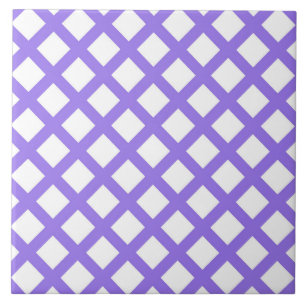 Purple White Chequered Diamond Pattern Tile