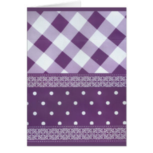 Purple White Chequered Polka Dot Floral Damask Art