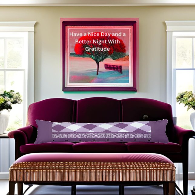 Purple White Chequered Polka Dot Floral Damask Art Body Cushion (Creator Uploaded)