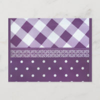 Purple White Chequered Polka Dot Floral Damask Art