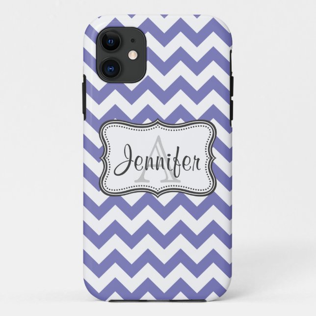 Purple & White Chevron Monogram iPhone 5 Case-Mate iPhone Case (Back)