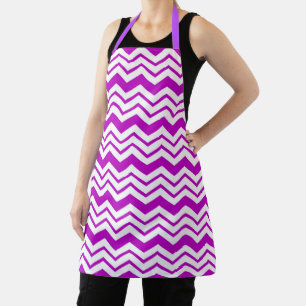 Purple White Chevron Zigzag Pattern Design Apron
