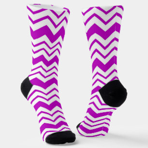 Purple White Chevron Zigzag Pattern Design Socks