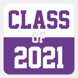 Purple & White Class of 2024 Graduation Square Sticker