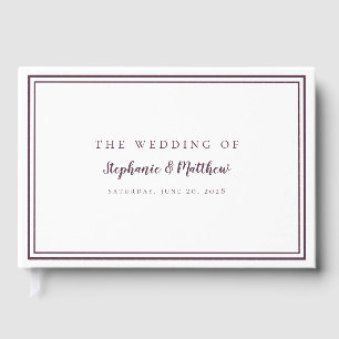 Purple & White Classic Simple Modern Wedding Guest Book