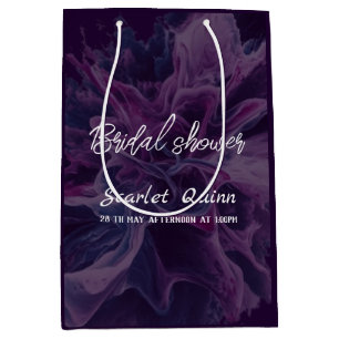 Purple white color  blast bridal shower medium gift bag