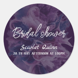 Purple white colour blast bridal shower#2 classic round sticker
