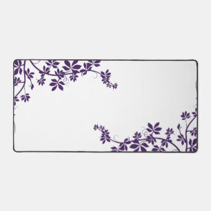 Purple White Colours Artistic Crawling Vine Design Desk Mat