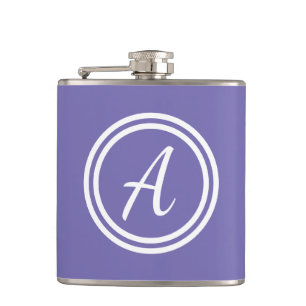 Purple & White Custom Monogram Flask