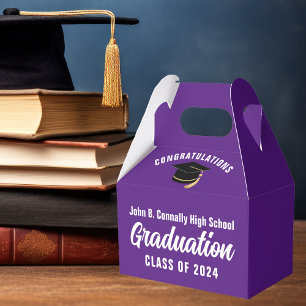 Purple White Custom School Graduation Party Favour Box