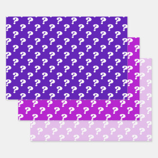 Purple & White Cute Gift Wrapper (Question Mark) Wrapping Paper Sheet
