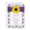 Purple White Damask Sunflower Wedding Invitation