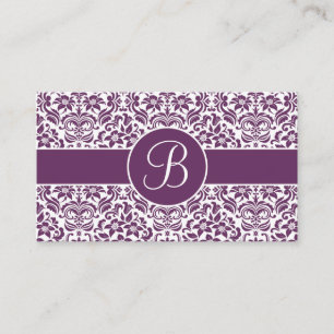 Purple & White Damask Wedding Gift Registry Cards