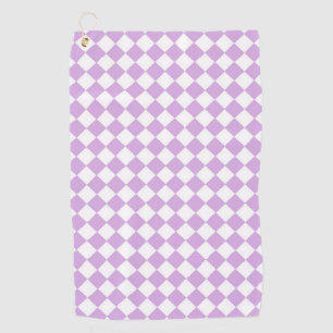 Purple White Diamond Chequered Pattern Golf Towel