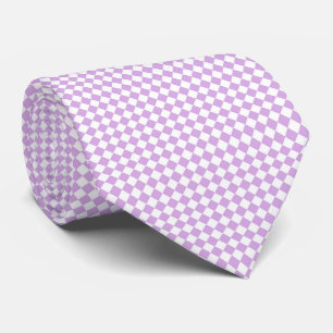 Purple White Diamond Chequered Pattern Tie