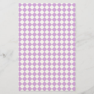 Purple White Diamond Harlequin Chequered Pattern Stationery