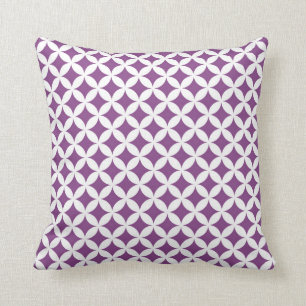 Purple White Diamonds Circles Pattern Pillow