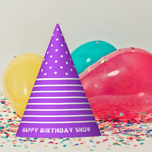 Purple, White Dots, Stripes Party Hat (Creator Uploaded)