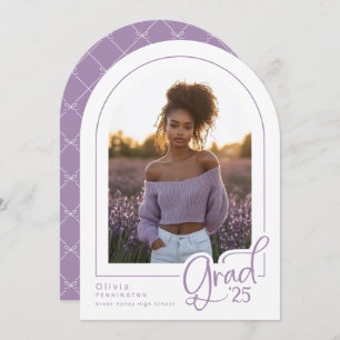Purple White Elegant Arch Photo 2025 Grad Invitation