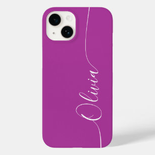 Purple White Elegant Calligraphy Script Name Case-Mate iPhone 14 Case