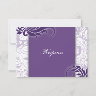 Purple White Elegant Floral Wedding Response RSVP
