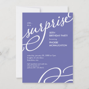 Purple & White Elegant Surprise Birthday Party  Invitation