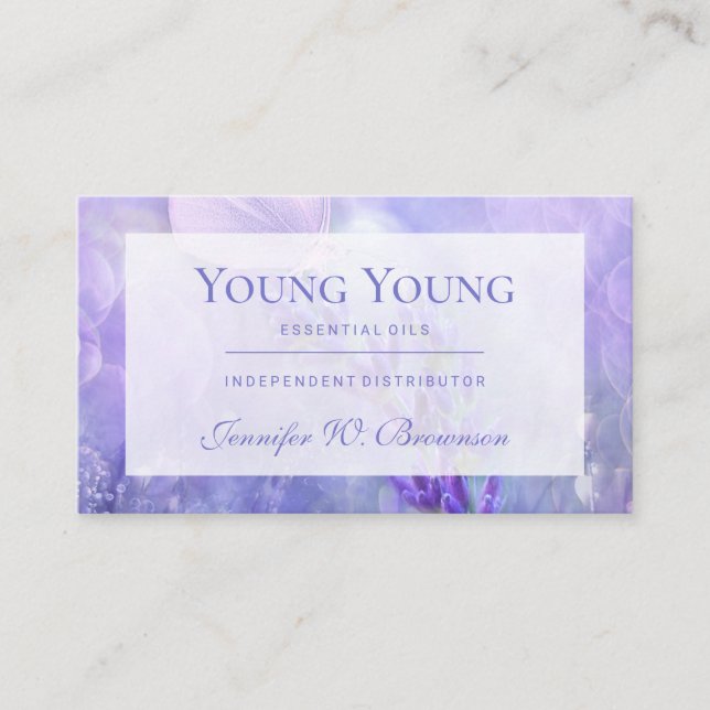 Purple White Essential Oils Lavender Business Card (Front)