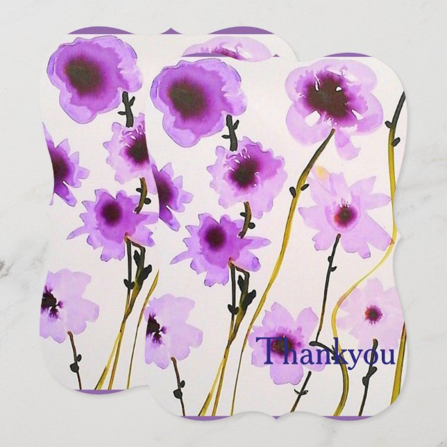 Purple white Floral elegant bridal shower Invitation (Front/Back)