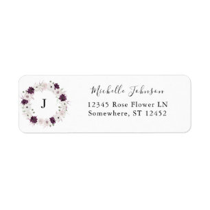 Purple & White Floral Initial Return Address