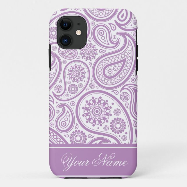 Purple White Floral Paisley Pattern Case-Mate iPhone Case (Back)