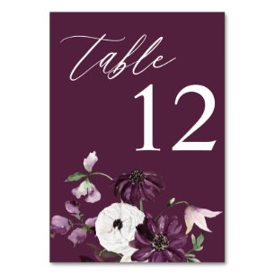 Purple & White Floral Table Number - Purple