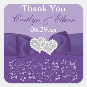 Purple, White Floral Wedding Favour Sticker