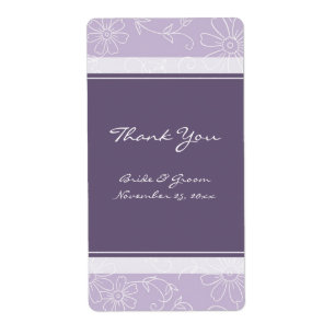 Purple White Floral Wedding Labels