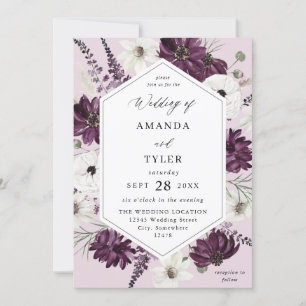 Purple & White Floral Wedding - Lavender Invitation