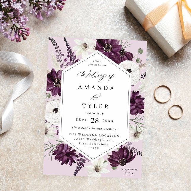Purple & White Floral Wedding - Lavender V2 Invitation (Creator Uploaded)